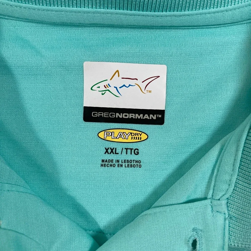 Greg Norman Mens XXL Polo Blue Logo Golf Yacht Casual Vacation Breathable